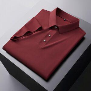 Premium Men's Elite Luxe Tailored Short-Sleeve Polo Shirt Wine Red