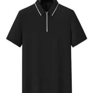 Men's Half Zipper Short-Sleeved Polo T-shirt Black