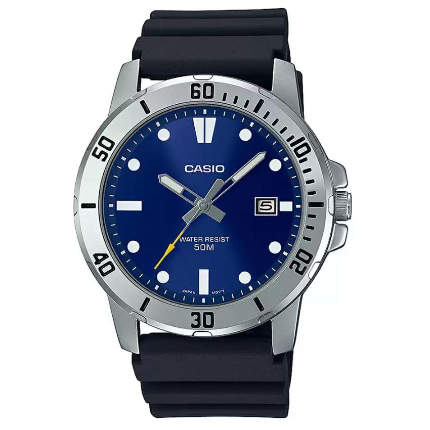 Casio MTP-VD01-2EV Men's Enticer Stainless Steel Blue Dial Casual Analog Sporty Watch